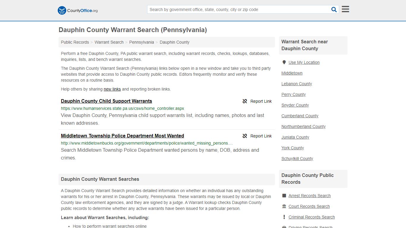 Warrant Search - Dauphin County, PA (Warrant Checks & Lookups)