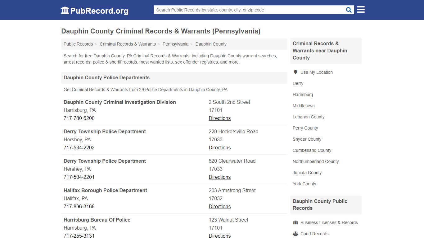 Free Dauphin County Criminal Records & Warrants ...